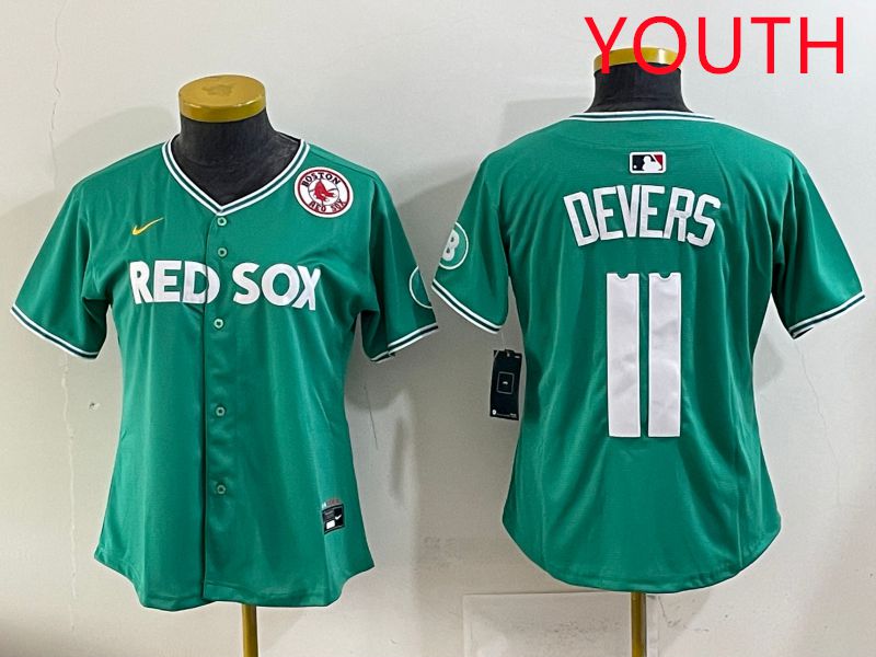 Youth 2025 Boston Red Sox #11 Devers Dark Green Joint Name Nike MLB Jersey style 9->youth mlb jersey->Youth Jersey